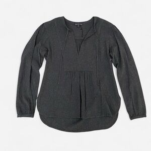 James Perse Charcoal Linen blended Long Sleeve Blouse